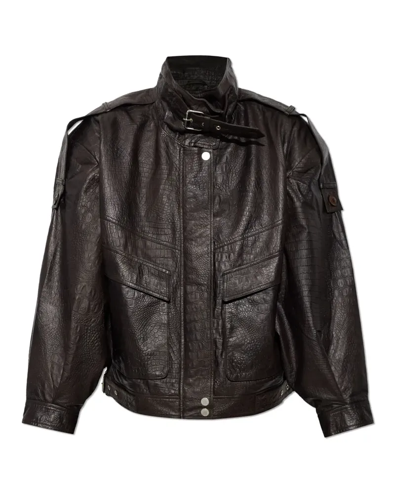 Gestuz GZtori croc-effect leather jacket - Braun Braun