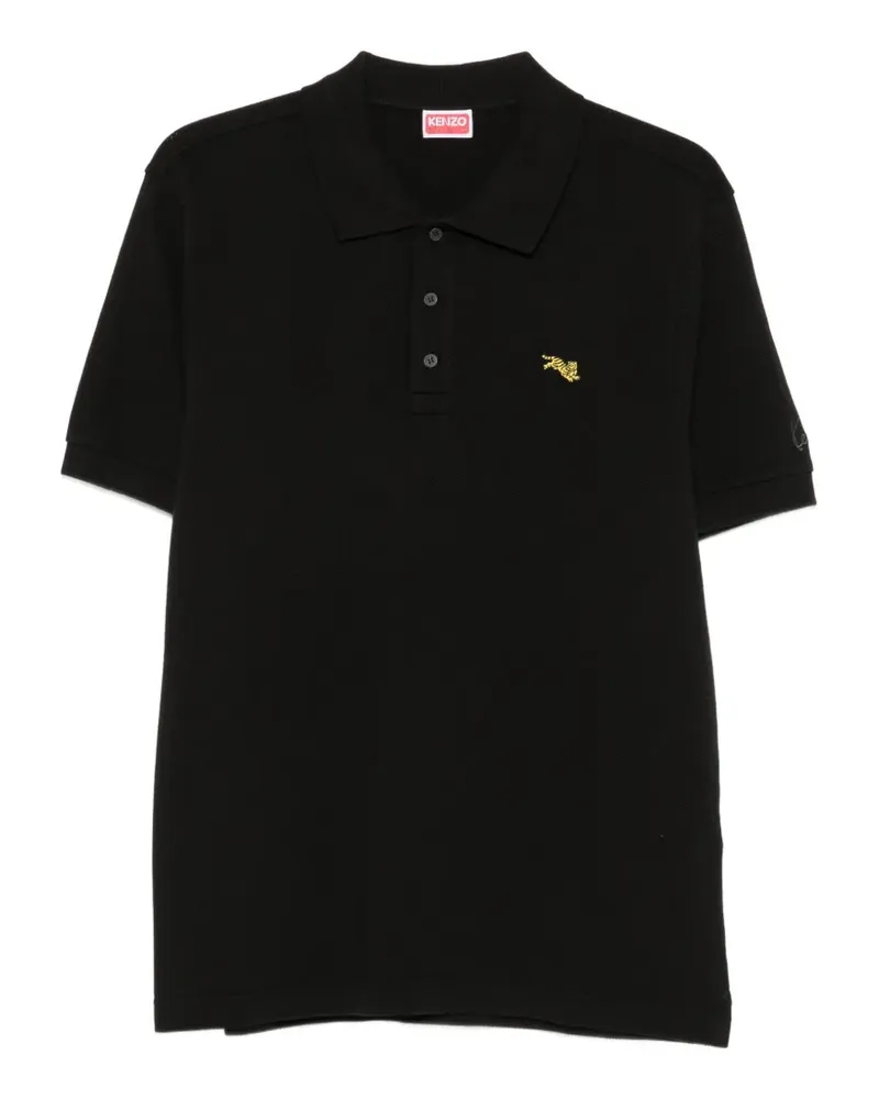 Kenzo Poloshirt mit Tiger-Patch - Schwarz Schwarz