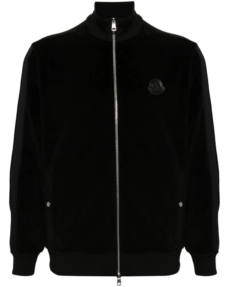 Moncler Chenille-Sweatshirt mit Logo-Applikation Schwarz