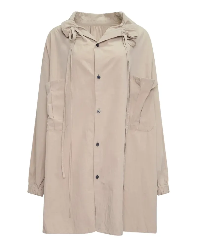 Yohji Yamamoto drawstring-collar oversized shirt - Nude Nude