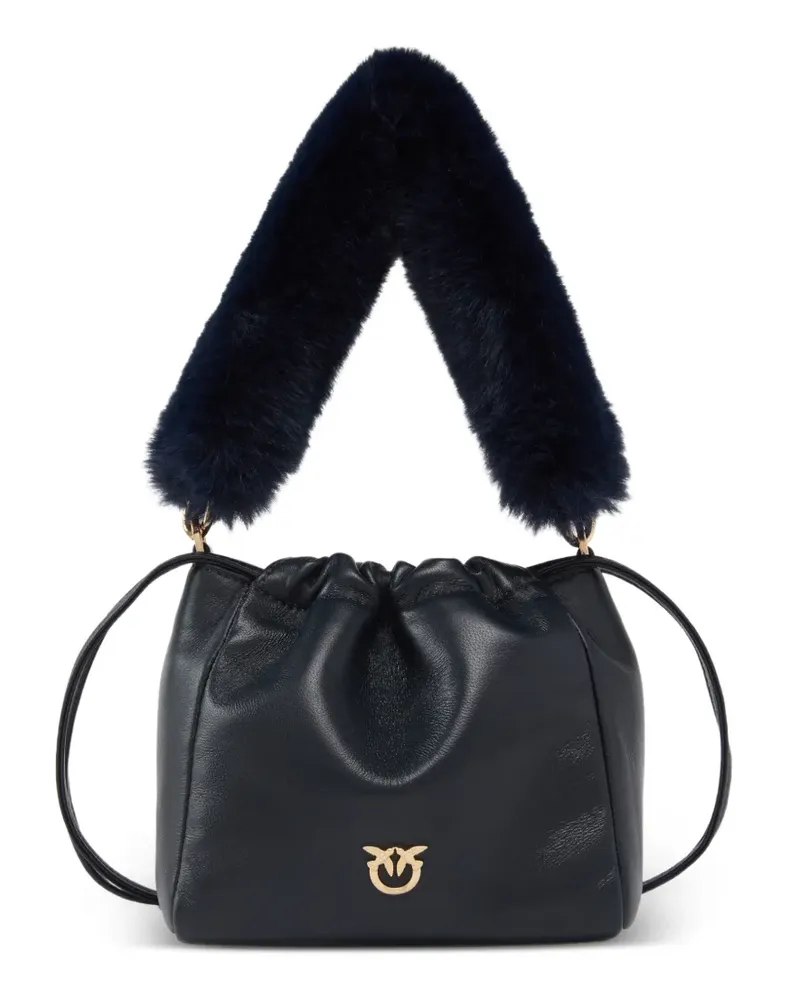 Pinko Love Birds Tasche aus Leder - Blau Blau