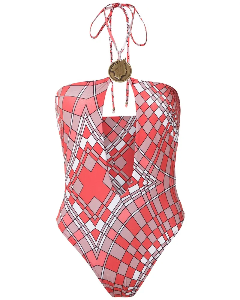 Amir Slama Badeanzug mit geometrischem Print - Rot Rot