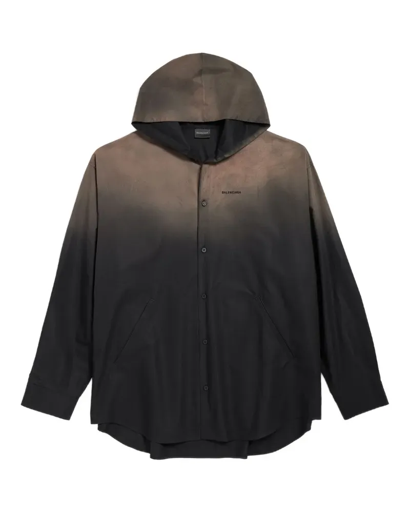 Balenciaga oversized hooded button-down shirt - Schwarz Schwarz