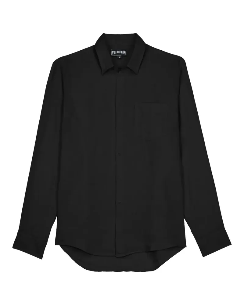 Vilebrequin Leinenhemd mit Brusttasche - Schwarz Schwarz