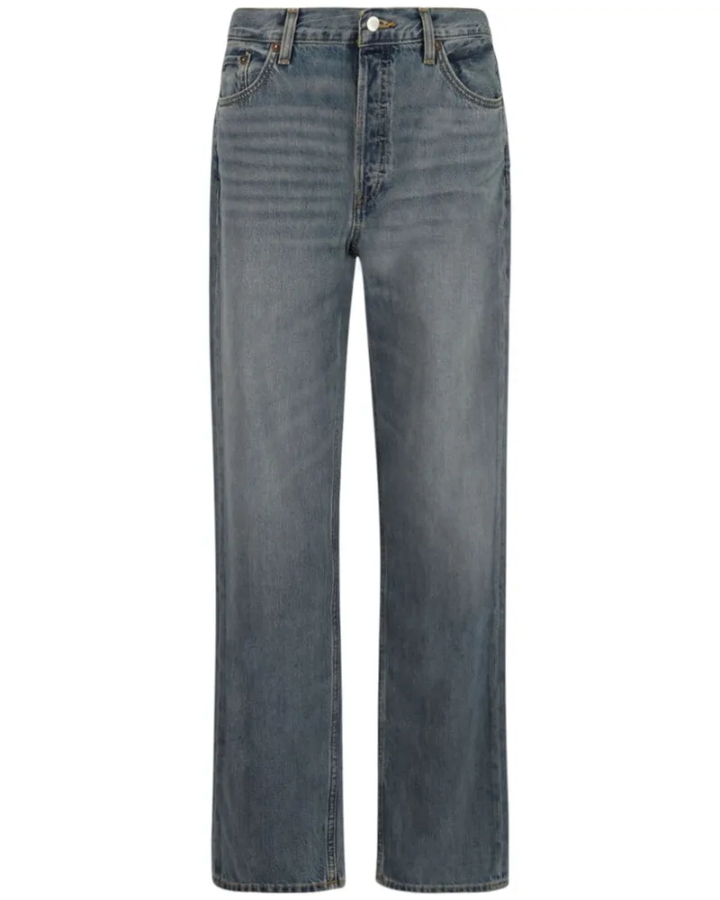 RE/DONE Straight-Leg-Jeans mit Logo-Patch - Blau Blau