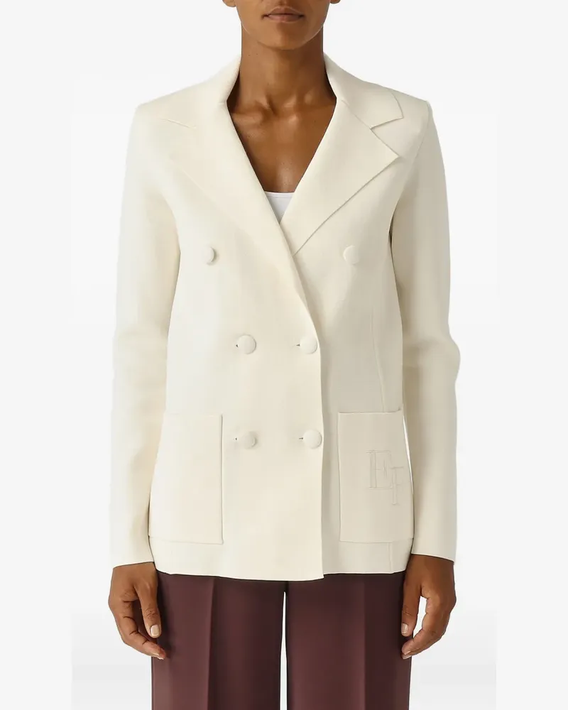 Elisabetta Franchi Doppelreihiger Strick mit Taschen - Weiß Weiß