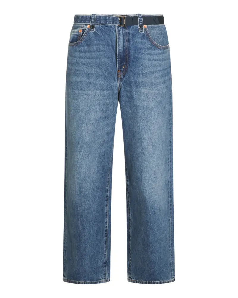 Sacai belted faded-effect jeans - Blau Blau