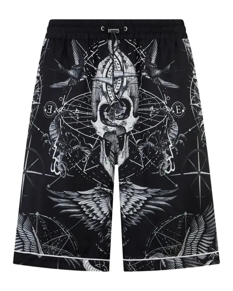 Philipp Plein Shorts aus Seide mit Print - Schwarz Schwarz