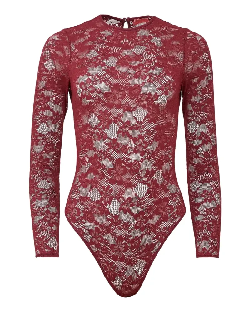 Fleur Du Mal floral-lace long-sleeve bodysuit - Rot Rot