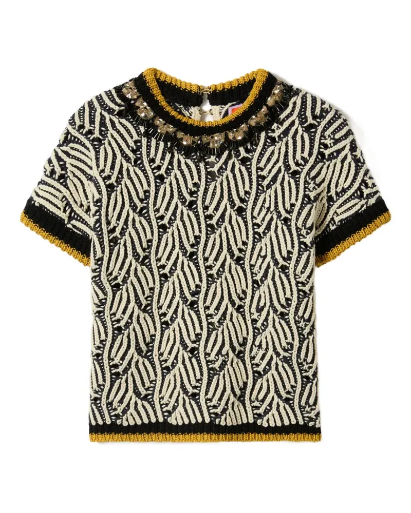 La DoubleJ Gemustertes Oberteil mit Perlen - Schwarz Schwarz