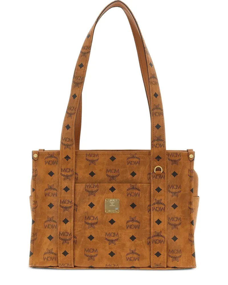 MCM Visetos Schultertasche mit Monogramm - Braun Braun