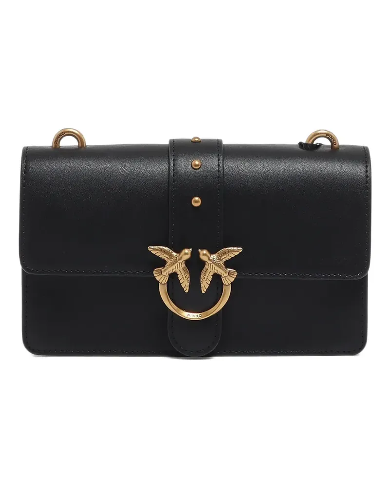 Pinko small Love Bag One leather shoulder bag with new buckle - Schwarz Schwarz