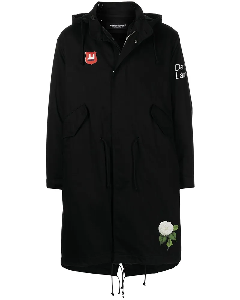 Undercover Kapuzenjacke mit Blumen-Print - Schwarz Schwarz