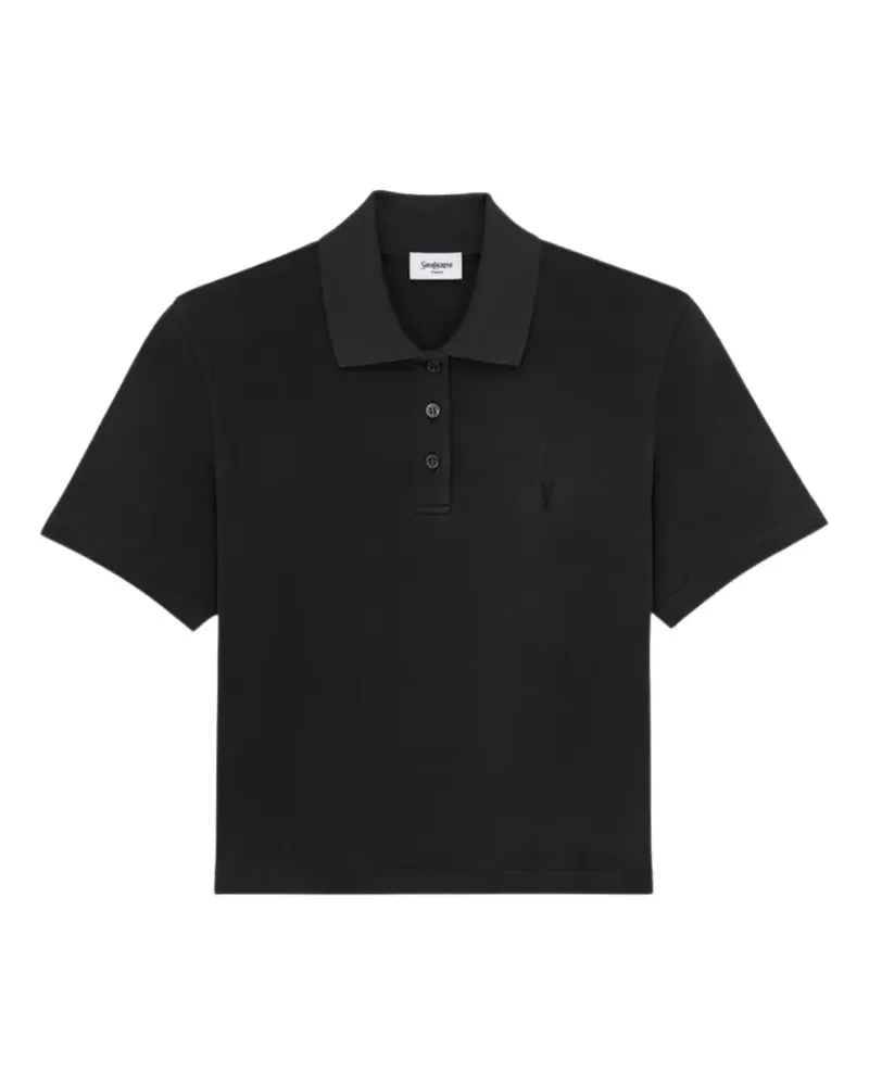 Saint Laurent logo-embroidered polo shirt - Schwarz Schwarz