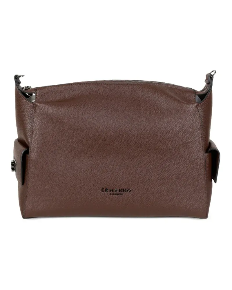 Ermanno Scervino Clutch mit gekörnter Struktur und Seitentasche - Braun Braun