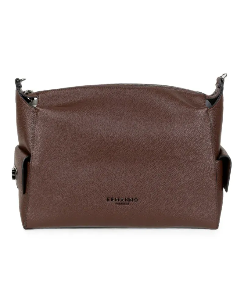 Ermanno Scervino grained-texture side-pocket clutch bag - Braun Braun