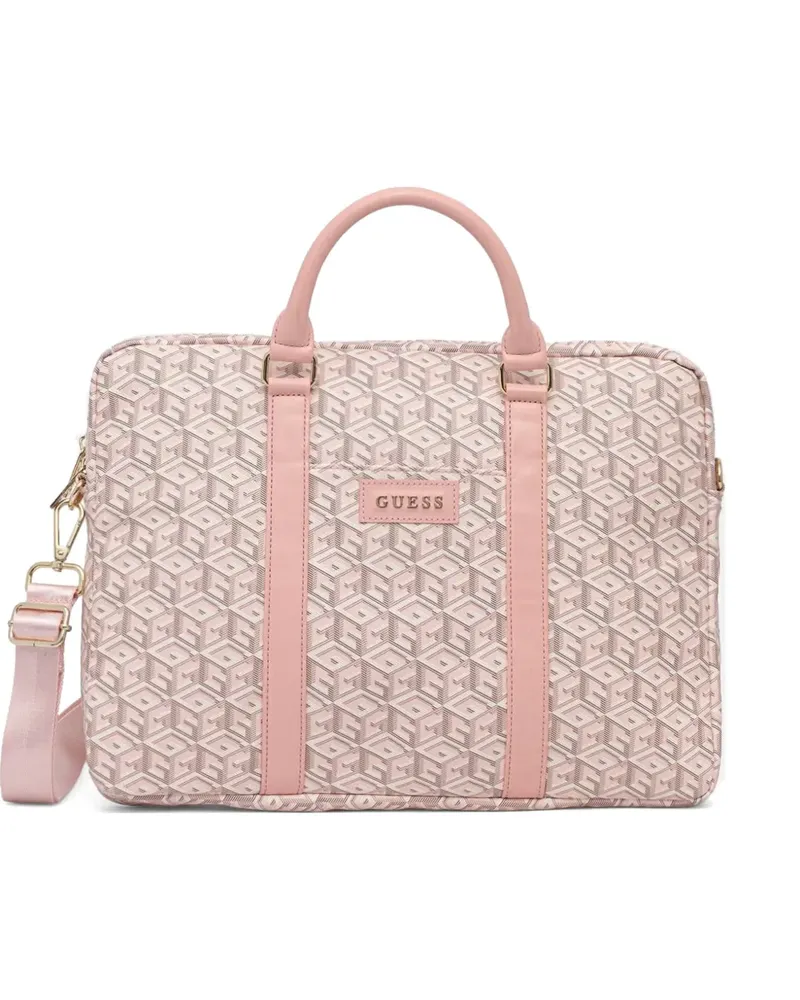 Guess Laptoptasche mit geometrischem Muster und Logo-Schild - Rosa Rosa