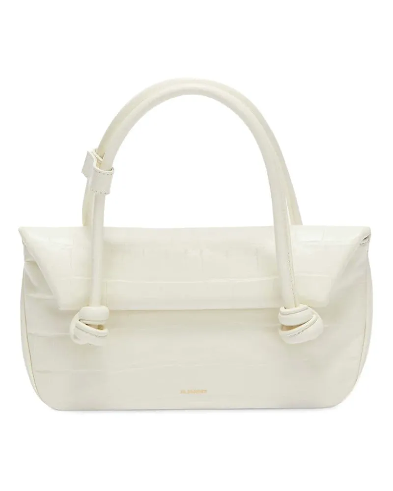 Jil Sander Kleine Schultertasche mit Kroko-Effekt - Weiß Weiß