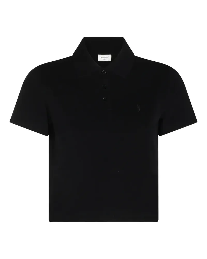 Saint Laurent embroidered-logo polo shirt - Schwarz Schwarz
