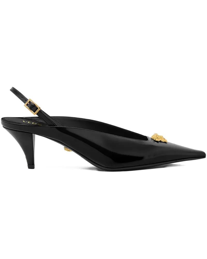 Versace Spitze Mules mit Medusa-Kopf - Schwarz Schwarz