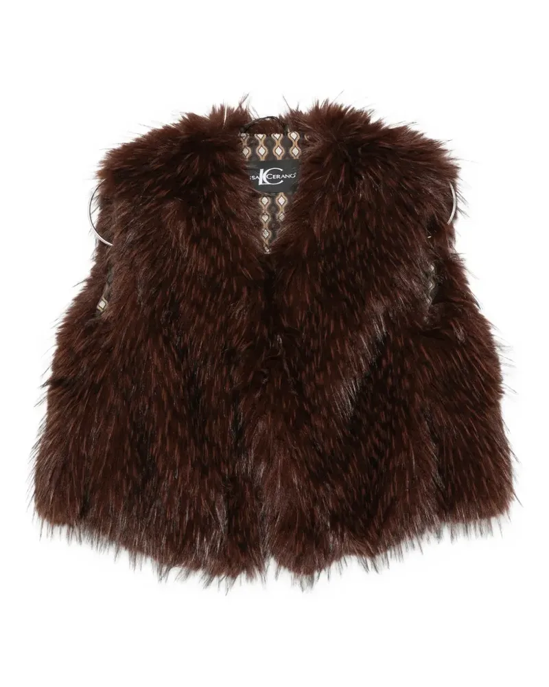 Luisa Cerano faux-fur gilet - Braun Braun
