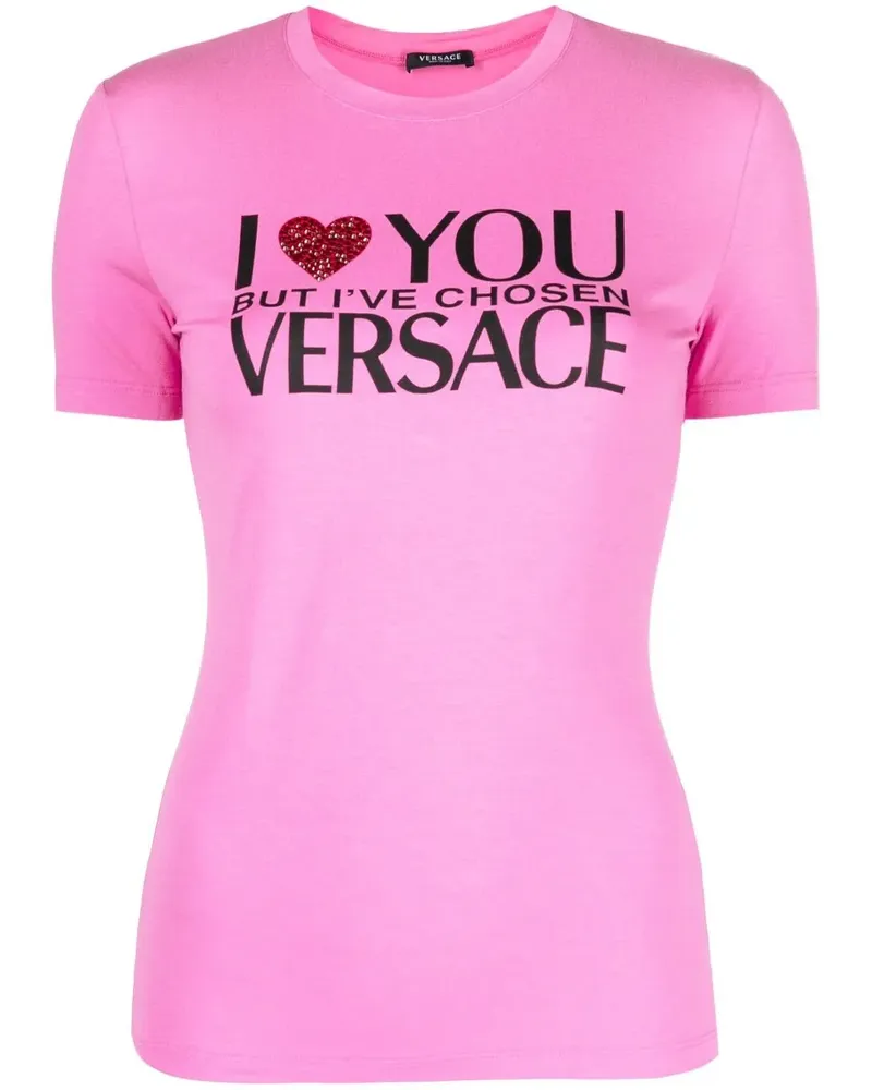 Versace T-Shirt mit Slogan-Print - Rosa Rosa