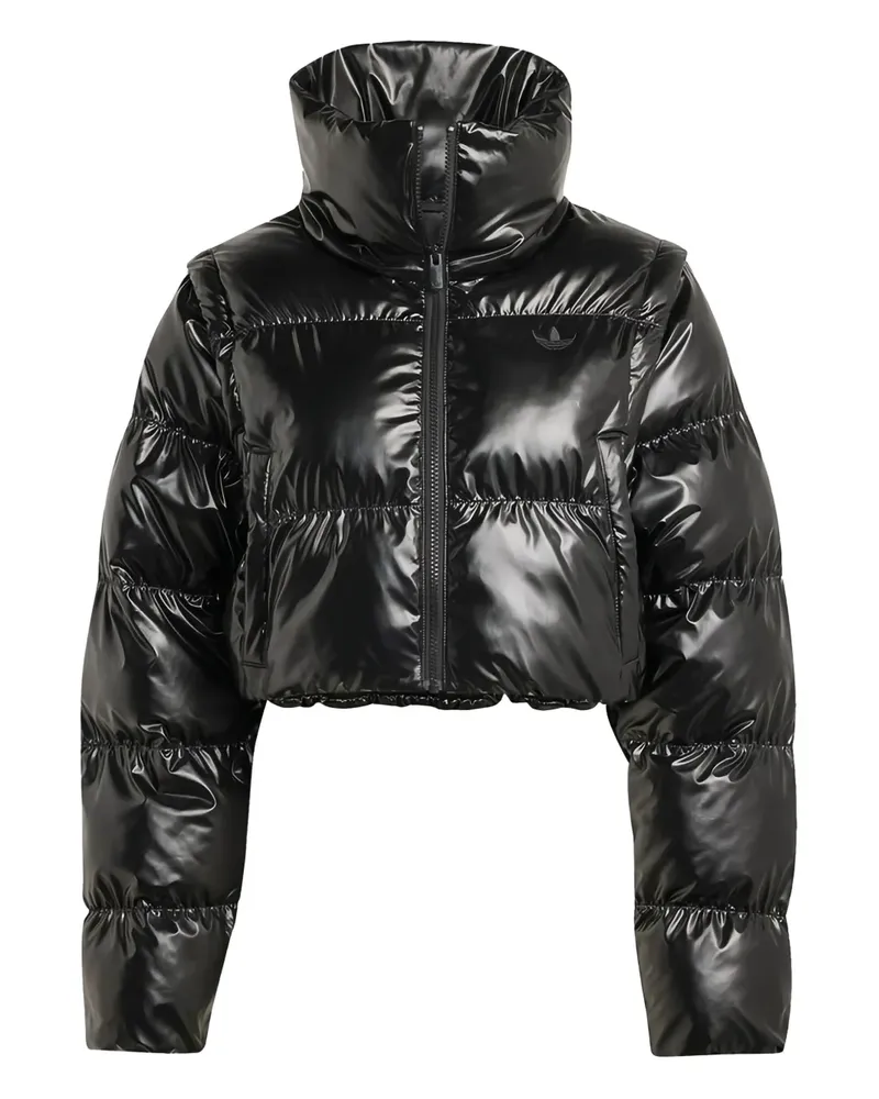 adidas Gefütterte Cropped-Jacke - Schwarz Schwarz