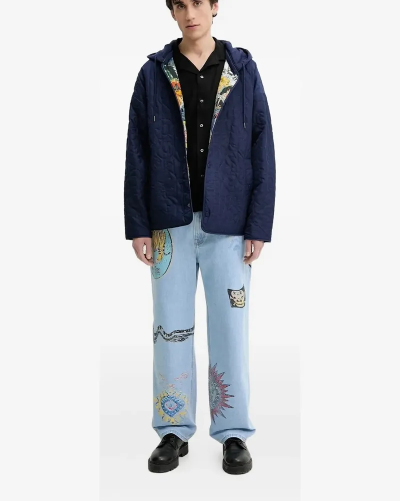 Desigual Jeans mit Tiger-Print - Blau Blau