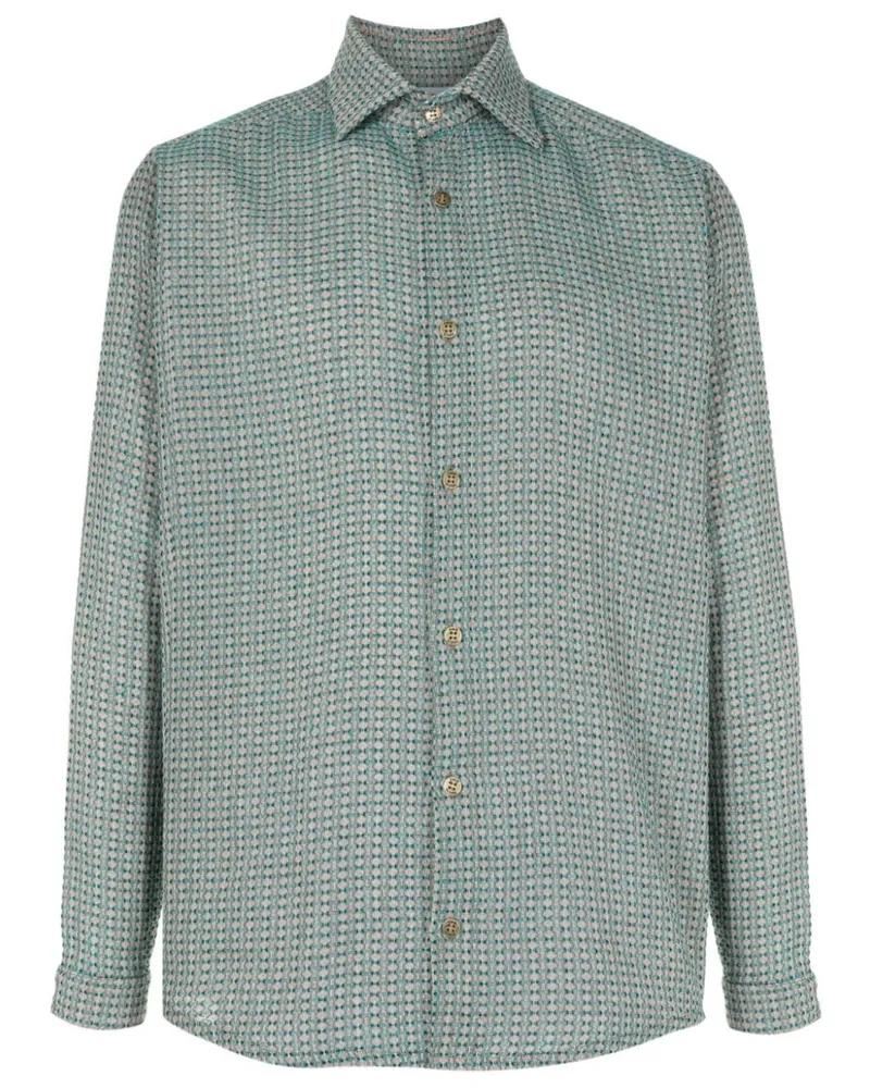 Amir Slama Jacquard-Hemd mit Logo-Gravur - Grün Grün