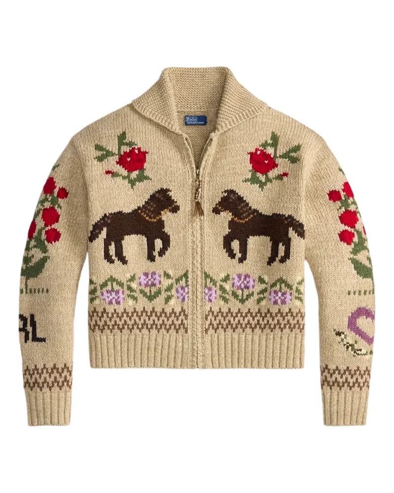 Ralph Lauren Intarsien-Cardigan mit Schalkragen - Nude Nude