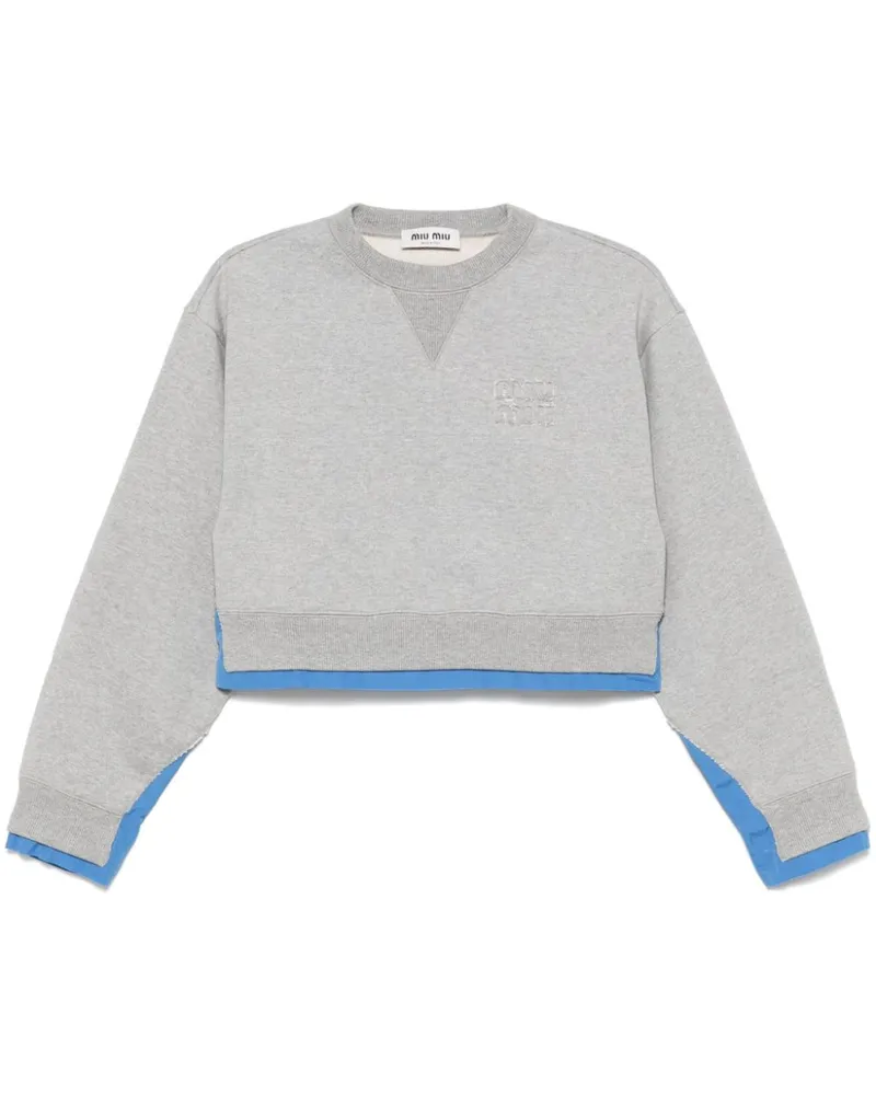 Miu Miu Sweatshirt mit Logo-Patch - Grau Grau
