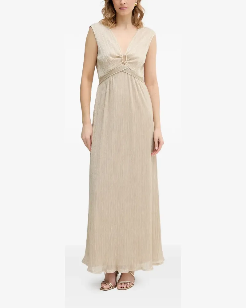Morgan ring detail V-neck maxi dress - Nude Nude