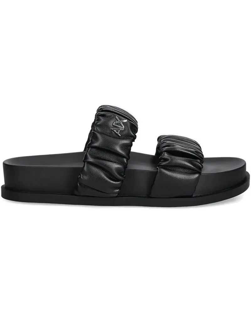 Armani Exchange Sandalen mit Logo-Schild - Schwarz Schwarz