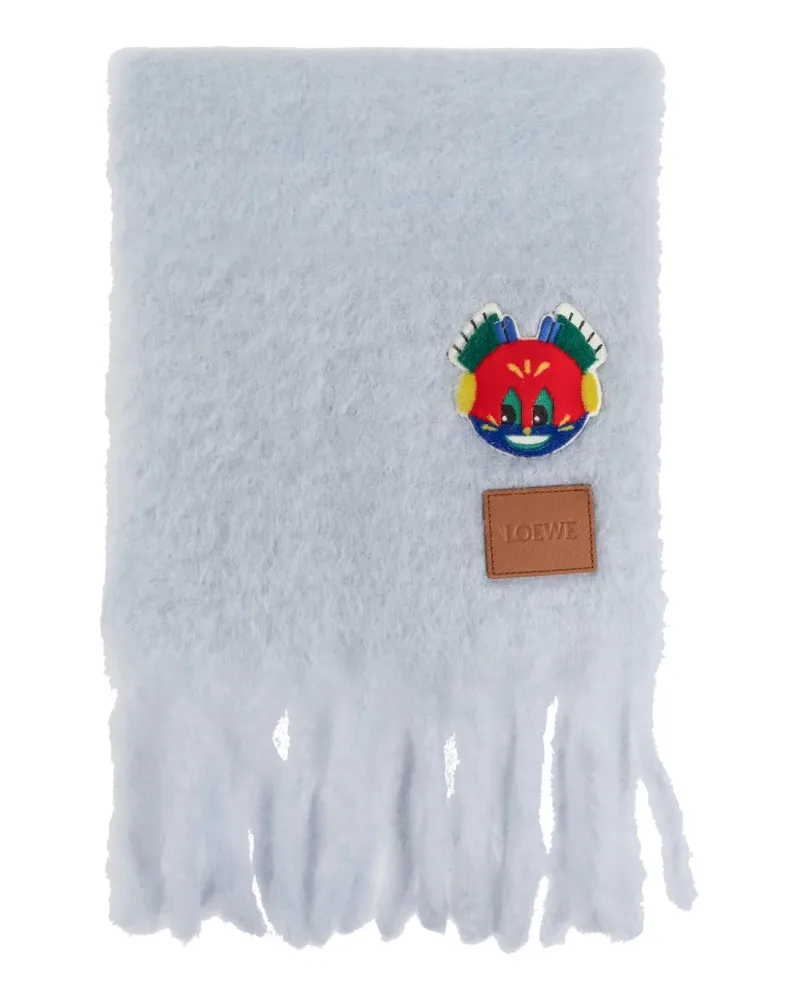 Loewe x Louis Wain appliqué fringed scarf - Blau Blau