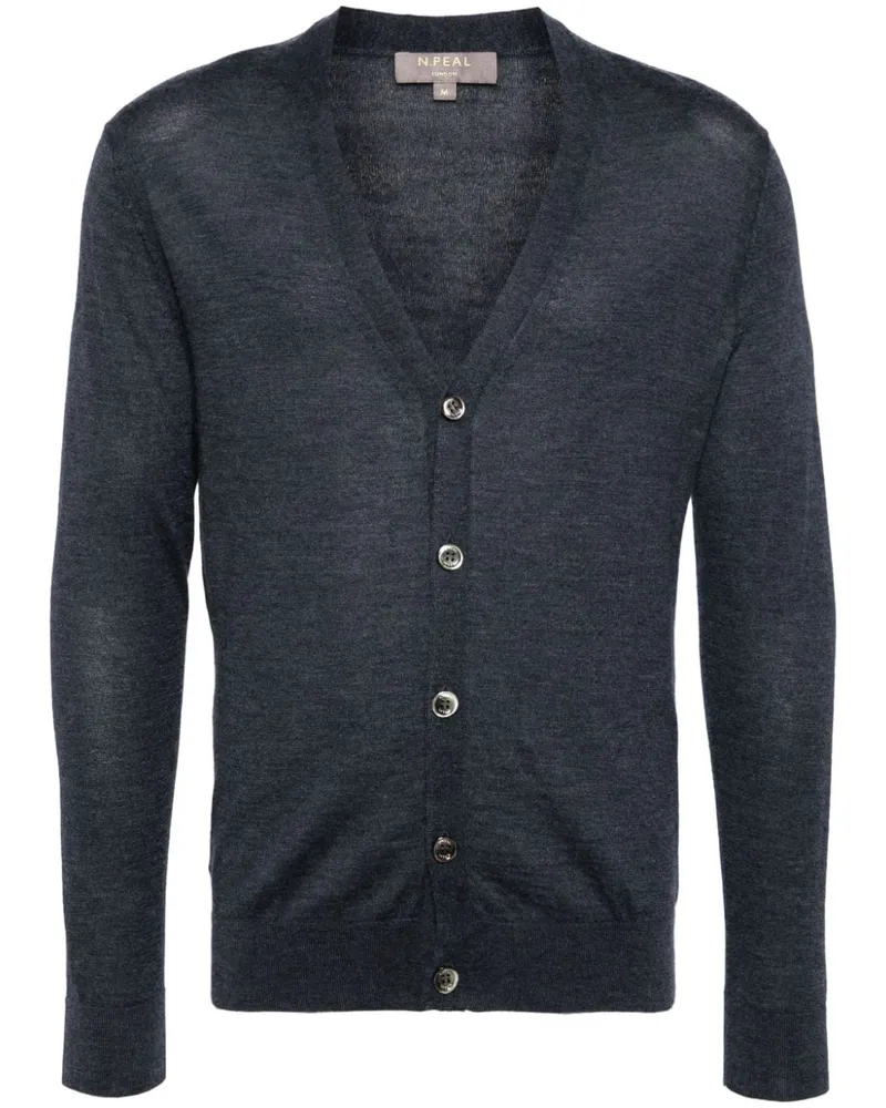 N.Peal Fein gestrickter Curzon Cardigan - Blau Blau