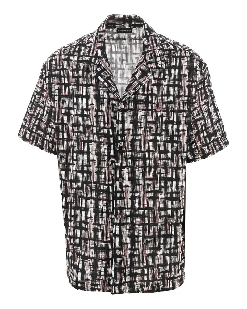 Emporio Armani graffiti-print short-sleeve shirt - Schwarz Schwarz