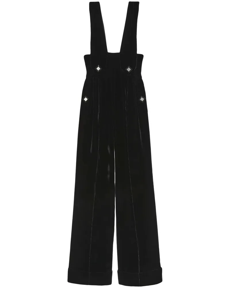 Gucci Ärmelloser Jumpsuit aus Samt Schwarz