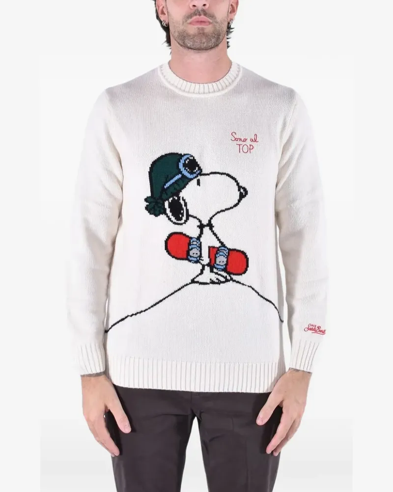 MC2 Saint Barth cream Bombardino light crew-neck knit with Snoopy intarsia and embroidery - special edition - Nude Nude