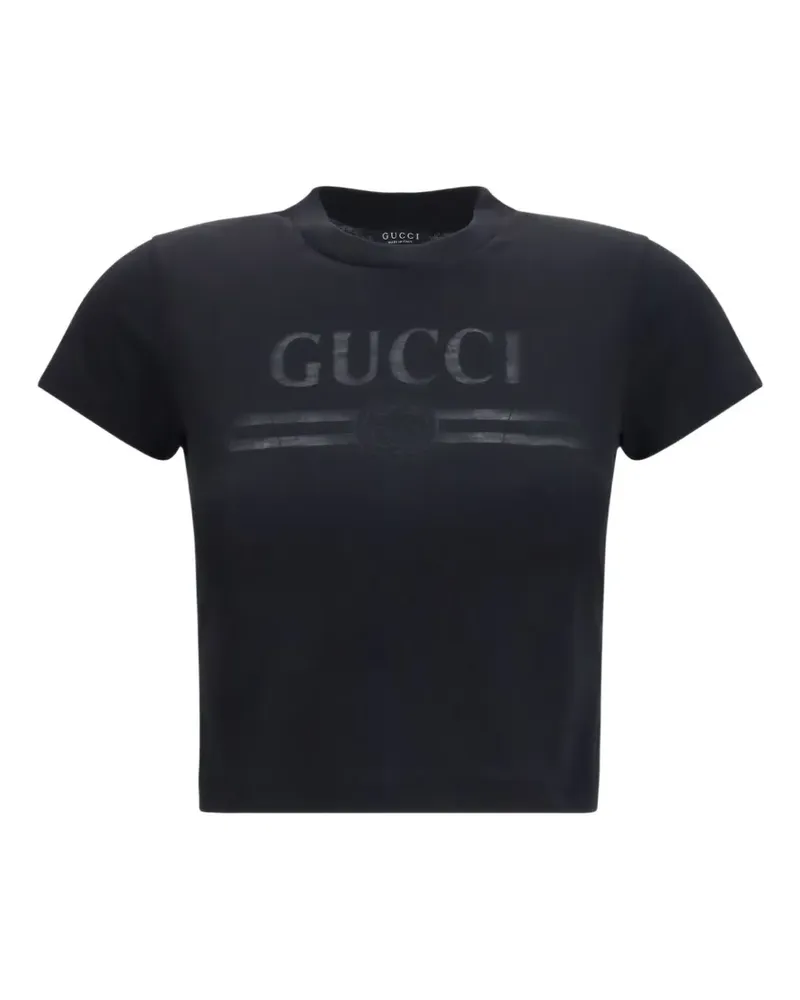 Gucci Cropped-T-Shirt mit Logo-Print - Schwarz Schwarz