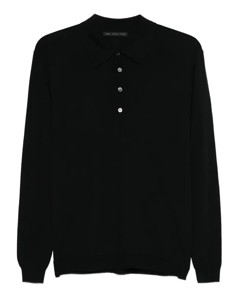 Low Brand Langärmeliges Poloshirt - Schwarz Schwarz
