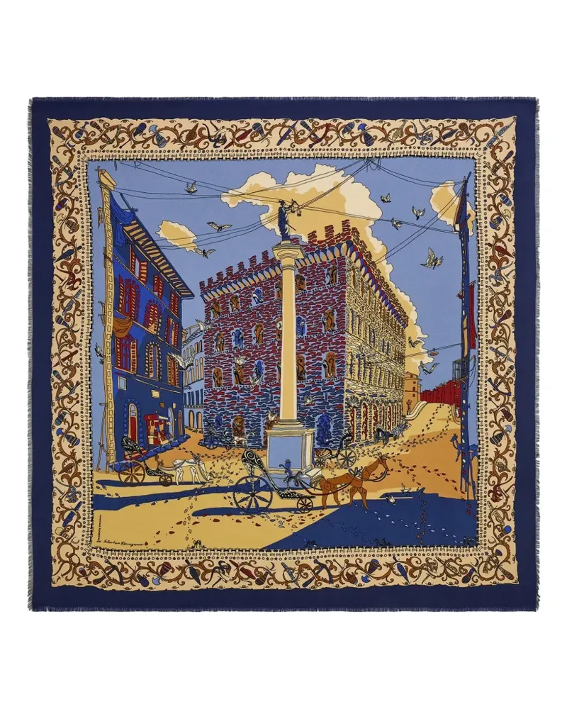 Ferragamo Palazzo Spini-Feroni Schal mit Print - Blau Blau