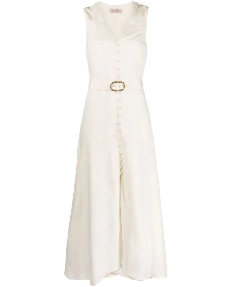 Twin-Set Maxikleid mit V-Ausschnitt - Nude Nude