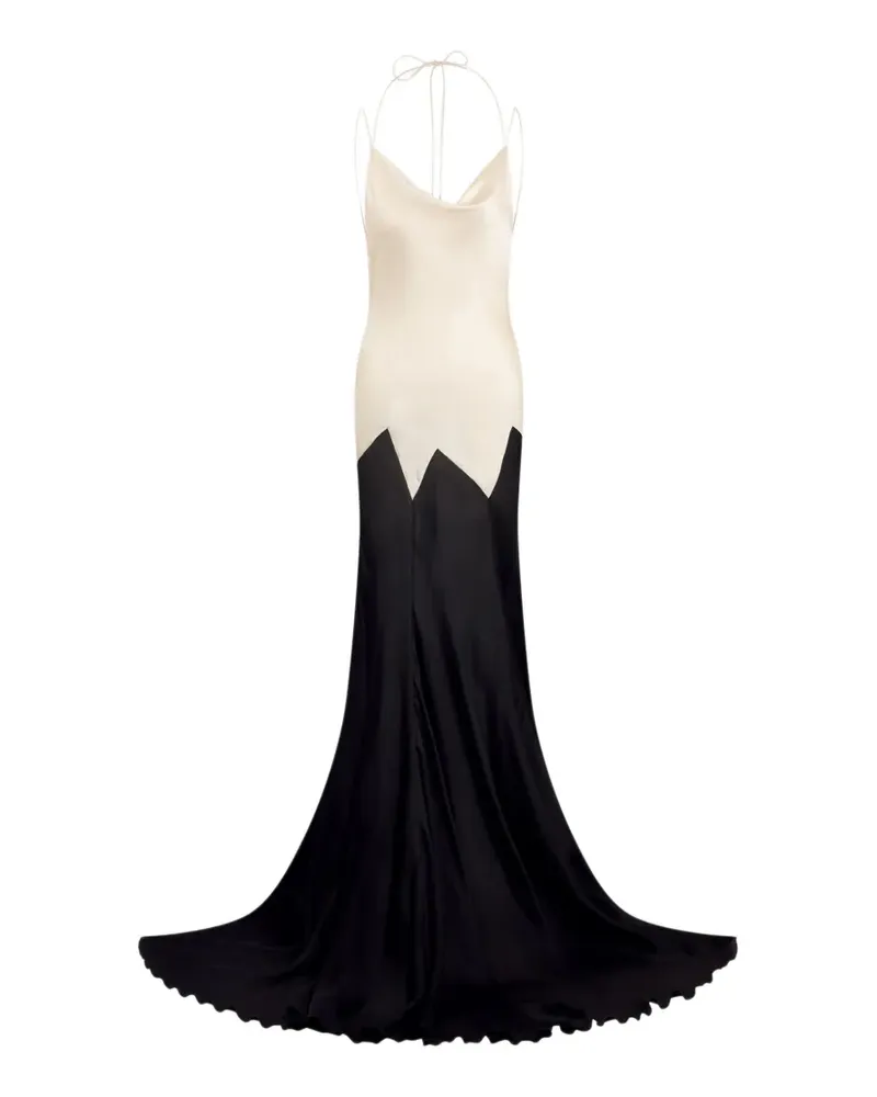 Roberto Cavalli Spaghettikleid in Colour-Block-Optik - Schwarz Schwarz