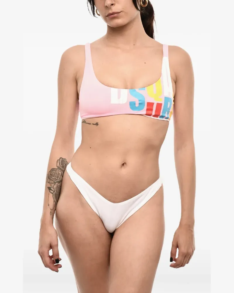 Dsquared2 logo-print bikini top - Rosa Rosa