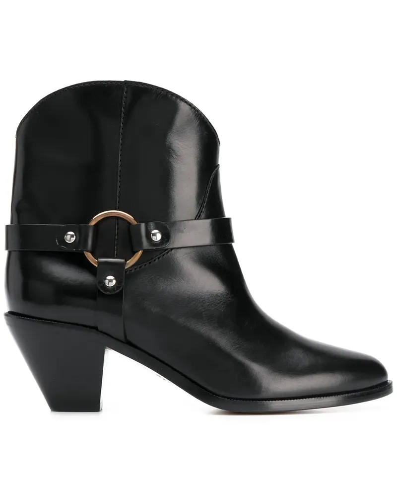 Francesco Russo Stiefeletten mit Riemen - Schwarz Schwarz