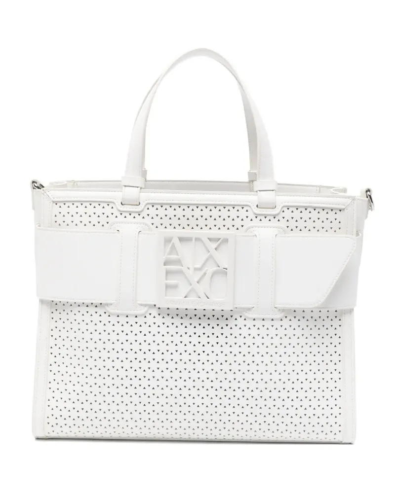 Armani Exchange perforated logo-plaque tote bag - Weiß Weiß