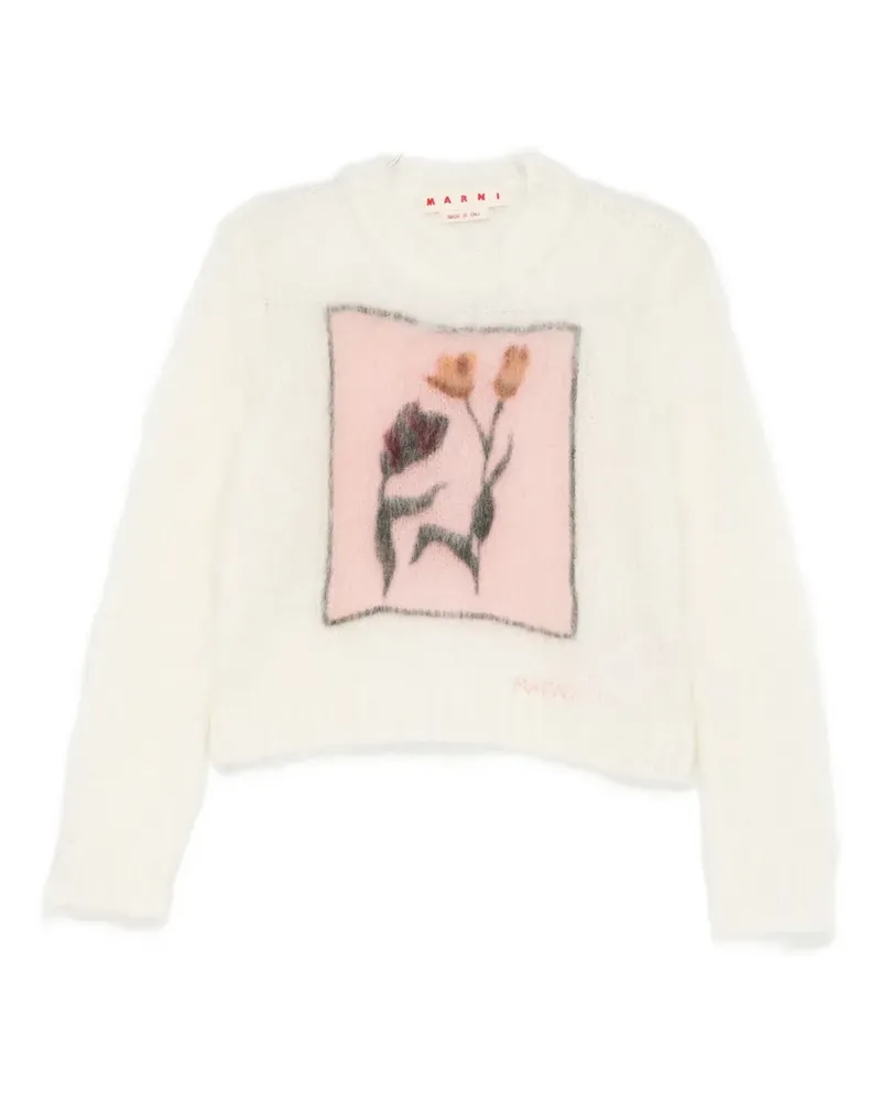 Marni floral-print round-neck sweater - Weiß Weiß