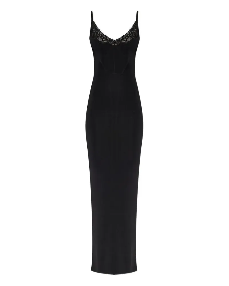 Self-Portrait Kleid mit Spitzeneinsatz - Schwarz Schwarz