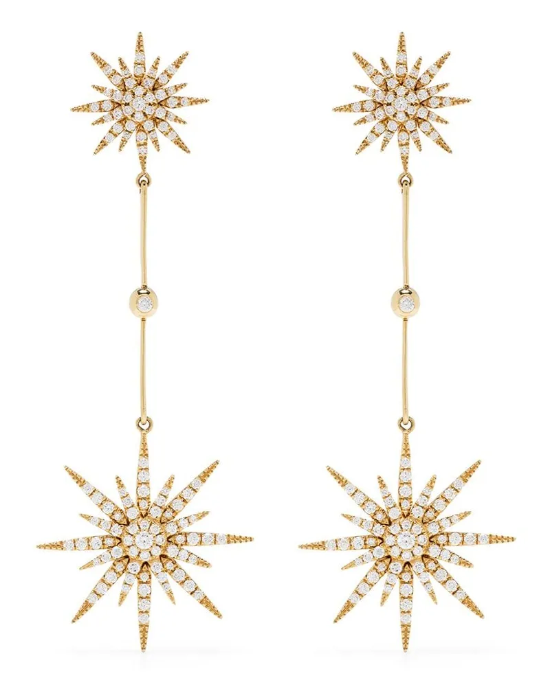 DJULA 18kt yellow gold diamond Sun 2 drop earrings Gold