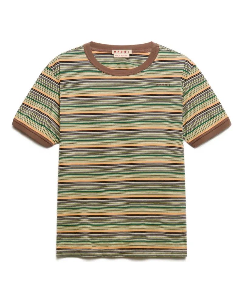 Marni green cotton T-shirt with fine stripes - Grün Grün